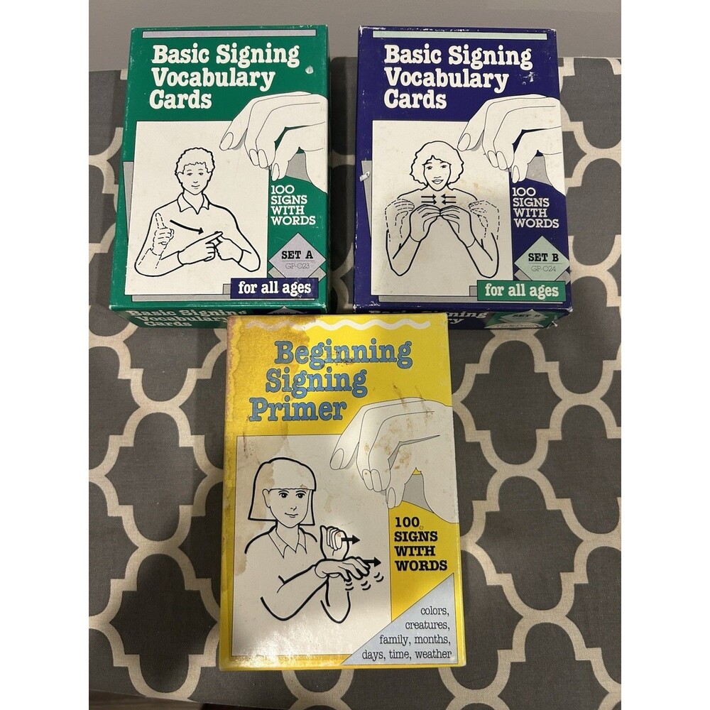Lot Of 3 Boxes Sign Language Flash Cards Educational Learning Tool Model ASL